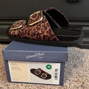 Universal Thread Brown Leopard Buckle Sandals